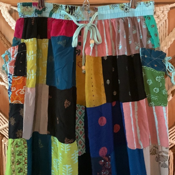 Paths Of The Spirit Bohemian Gypsy Patchwork Parachute Pants Size L/XL - Picture 2 of 14